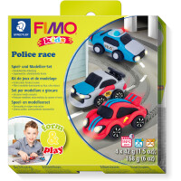 Modelliermasse Staedtler FIMO kids 8034 - farbig sortiert Polizei Rennen normalfarbend ofenhärtend 42 g 4er-Set