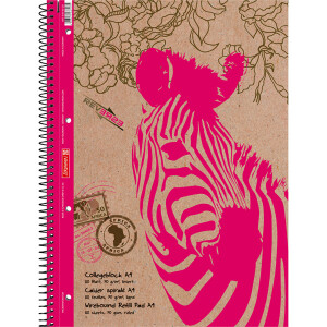 Collegeblock Brunnen Pink Zebra 67927 - A4 210 x 297 mm bunt liniert Lineatur27 10 mm mit Doppelrand 80 Blatt hochweißes Premiumpapier 90 g/m²