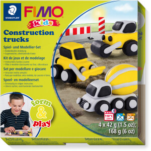 Modelliermasse Staedtler FIMO kids 8034 - farbig sortiert Construction trucks normalfarbend ofenhärtend 42 g 4er-Set