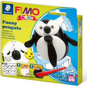 Modelliermasse Staedtler FIMO kids 8035 - farbig sortiert Funny Pinguin normalfarbend ofenhärtend 42 g 2er-Set