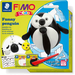 Modelliermasse Staedtler FIMO kids 8035 - farbig sortiert Funny Pinguin normalfarbend ofenhärtend 42 g 2er-Set