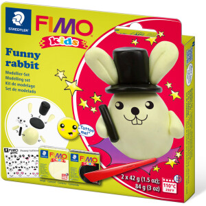 Modelliermasse Staedtler FIMO kids 8035 - farbig sortiert Funny Rabbits normalfarbend ofenhärtend 42 g 2er-Set