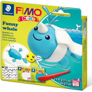 Modelliermasse Staedtler FIMO kids 8035 - farbig sortiert Funny Whale normalfarbend ofenhärtend 42 g 2er-Set