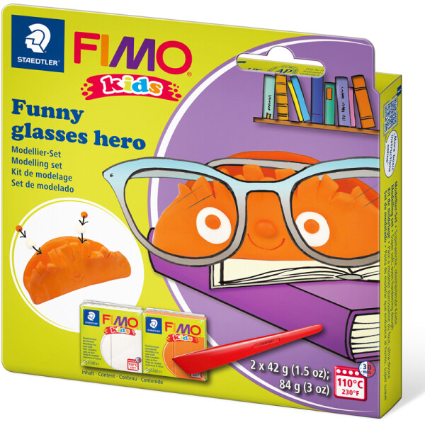 Modelliermasse Staedtler FIMO kids 8035 - farbig sortiert Funny glasses hero normalfarbend ofenhärtend 42 g 2er-Set
