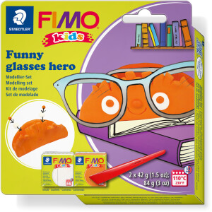 Modelliermasse Staedtler FIMO kids 8035 - farbig sortiert Funny glasses hero normalfarbend ofenhärtend 42 g 2er-Set