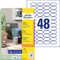 Universaletikett Avery Zweckform 6241 - A4 40 x 20 mm weiß permanent FSC Papier für alle Druckertypen Pckg/480
