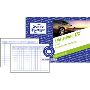 Fahrtenbuch Avery Zweckform Recycling 1221 - A6 Quer 149 x 105 mm weiß 32 Blatt