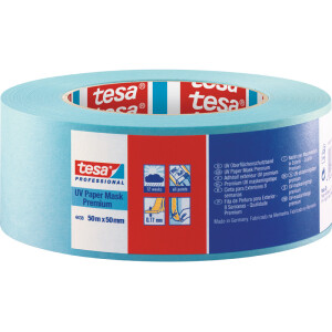 Oberflächenschutzfolienband tesa professional 4438 - 50 mm x 50 m blau UV-Beständigkeit für Industrie/Gewerbe-Anwendungen