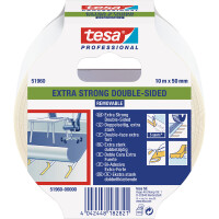Verlegedoppelband tesa Extra Strong 51960 - 50 mm x 10 m transluzent Gewebe-Verbundträger für Industrie/Gewerbe-Anwendungen