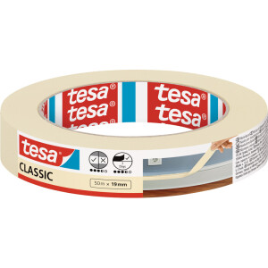 Abdeckband tesa Classic 52803 - 19 mm x 50 m beige Kreppband für Privat/Endverbraucher-Anwendungen