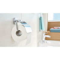 Toilettenpapier Rollenhalter tesa SMOOZ 40315 - chrom mit Wandstück rund Deckel Metall