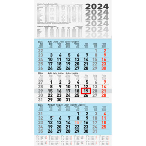 Dreimonatswandkalender Brunnen 70210313 - 30 x 58 cm blau Jahr 2023 1 Seite/3 Monate Modell 702