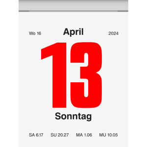 Abreißkalender Brunnen 70302004 - 5,36 x 7,1 cm schwarz/rot Jahr 2024 1 Seite/1 Tag