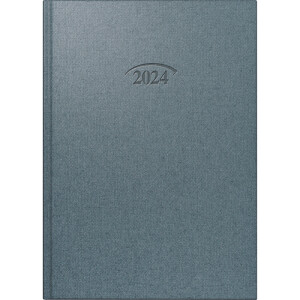 Buchkalender Brunnen 76561924 - 14,3 x 20,2 cm stratossilberfarben Jahr 2024 1 Seite/1 Tag 448 Seiten Modell 765 Metallico-Einband