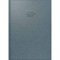 Buchkalender Brunnen 76561924 - 14,3 x 20,2 cm stratossilberfarben Jahr 2024 1 Seite/1 Tag 448 Seiten Modell 765 Metallico-Einband