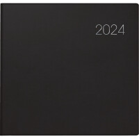 Quadratkalender Brunnen 76660904 - 21 x 20,5 cm schwarz Jahr 2024 2 Seiten/1 Woche 144 Seiten Modell 766 Balacron-Einband