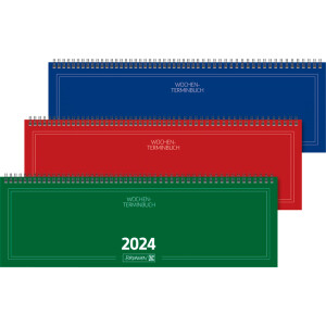 Querterminkalender Brunnen 77501954 - 42 x 13,7 cm farbig sortiert Jahr 2024 2 Seiten/1 Woche 112 Seiten Modell 775 einteilig Karton-Einband