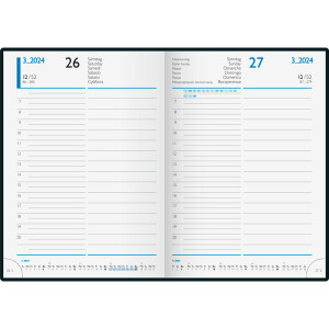 Buchkalender Brunnen 79833904 - 14 x 20,6 cm blau Jahr 2024 1 Seite/1 Tag 432 Seiten Modell 798 Kunstleder-Einband