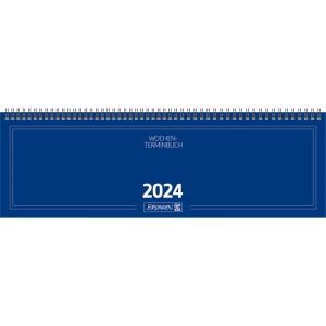 Querterminkalender Brunnen 77501304 - 42 x 13,7 cm blau Jahr 2024 2 Seiten/1 Woche 112 Seiten Modell 775 Karton-Einband