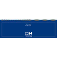 Querterminkalender Brunnen 77501304 - 42 x 13,7 cm blau Jahr 2024 2 Seiten/1 Woche 112 Seiten Modell 775 Karton-Einband