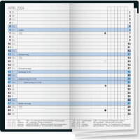 Faltkalender Brunnen 74015304 - 7,8 x 15,3 cm dunkelblau Jahr 2024 2 Seiten/1 Monat 13-teilig Modell 740 Kunststoff-Einband