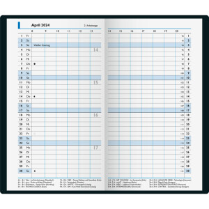 Monatssichtkalender Brunnen 75028304 - 8,7 x 15,3 cm blau Jahr 2024 2 Seiten/1 Monat 32 Seiten Modell 750 Kunststoff-Einband