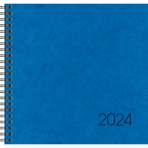 Quadratkalender Brunnen 76601304 - 21 x 20,5 cm blau Jahr 2024 2 Seiten/1 Woche 144 Seiten Modell 766 Karton-Einband