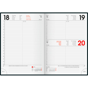 Buchkalender Brunnen 79560904 - 14,5 x 20,6 cm schwarz Jahr 2024 1 Seite/1 Tag 352 Seiten Modell 795 Miradur-Einband