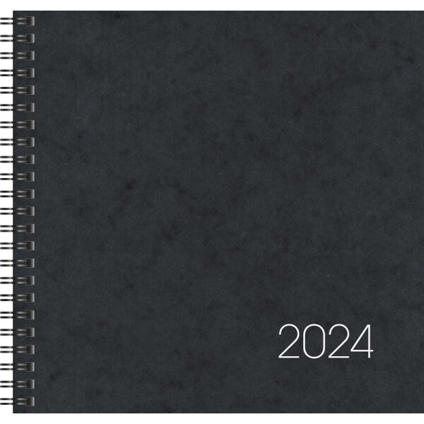 Quadratkalender Brunnen 76601904 - 21 x 20,5 cm schwarz Jahr 2024 2 Seiten/1 Woche 144 Seiten Modell 766 Karton-Einband