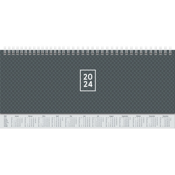 Querterminkalender Brunnen 77262904 - 29,7 x 10,5 cm schwarz Jahr 2024 2 Seiten/1 Woche 112 Seiten Modell 772 Karton-Einband