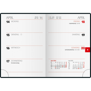 Taschenkalender Brunnen 71311904 - A7 7,2 x 10,2 cm schwarz Jahr 2024 2 Seite/1 Wochen 160 Seiten Modell 713 Kunststoff-Einband