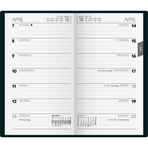 Wochensichtkalender Brunnen 75828904 - 8,7 x 15,3 cm schwarz Jahr 2024 1 Seite/1 Woche 80 Seiten Modell 758 Kunststoff-Einband