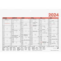 Tafelkalender Glocken 12217004 - A5 quer schwarz/rot Jahr 2024 1 Seite/6 Monate Karton