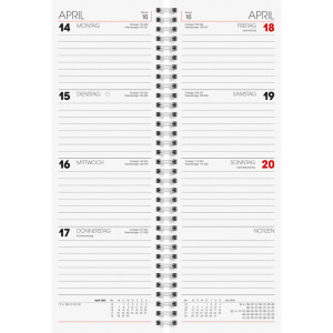 Vormerkbuch Glocken 15521204 - 10 x 29,6 cm rot Jahr 2024 2 Seiten/1 Woche 128 Seiten Modell 155 Karton-Umschlag