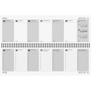 Querterminkalender Glocken 72341804 - 29,7 x 10,5 cm beige Jahr 2024 2 Seite/1 Woche 112 Seiten Modell UWS Recyclingpapier