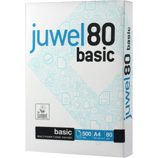 Kopierpapier Carl Berberich Juwel 80 Basic - A4 210 x 297 mm weiß universelle Anwendung 146 CIE FSC 80 g/m² Pckg/500
