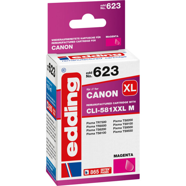 Tintendruckerpatrone edding ersetzt Canon 623-EDD - magenta CLI-581XXLM ca. 865 Seiten 10,5 ml