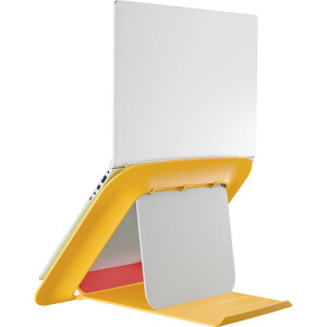 Laptopständer Leitz Ergo Cosy 6426 - für Laptops 13 bis 17 Zoll gelb höhenverstellbar 50 - 200 mm 4 Neigungswinkel
