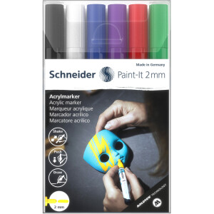 Acrylmarker Schneider Paint-It 310 1201 - farbig sortiert...