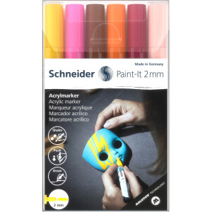Acrylmarker Schneider Paint-It 310 1201 - farbig sortiert (3) 2 mm Rundspitze permanent 5er-Set