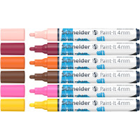 Acrylmarker Schneider Paint-It 320 1202 - farbig sortiert 4 mm Rundspitze permanent 6er-Set