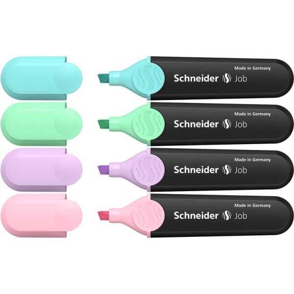 Textmarker Schneider Job 1150 - farbig sortiert (4) 1-5 mm Keilspitze permanent nicht nachfüllbar 4er-Set