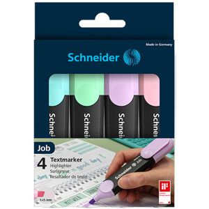 Textmarker Schneider Job 1150 - farbig sortiert (4) 1-5 mm Keilspitze permanent nicht nachfüllbar 4er-Set