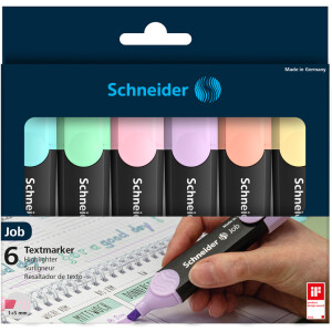 Textmarker Schneider Job 1150 - farbig sortiert (6) 1-5 mm Keilspitze permanent nicht nachfüllbar 6er-Set