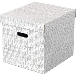 Aufbewahrungsbox Esselte Cube Home 628288 - 320 x 315 x 365 mm wei&szlig; Wellpappe Pckg/3