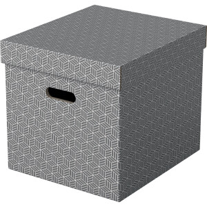 Aufbewahrungsbox Esselte Cube Home 628289 - 320 x 315 x 365 mm grau Wellpappe Pckg/3