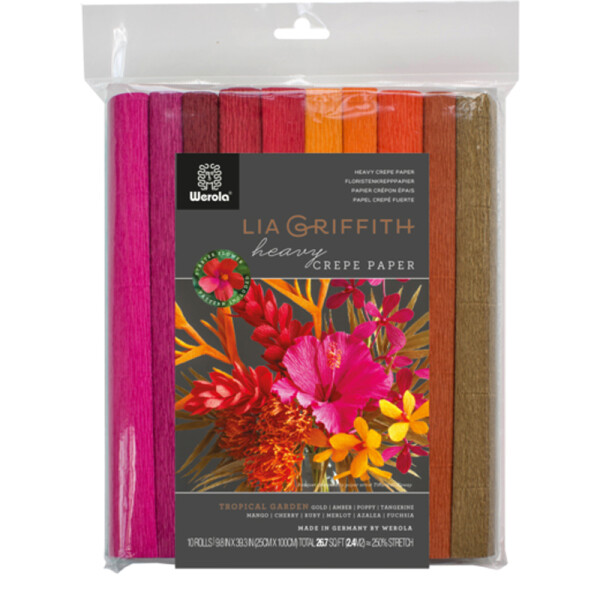 Lia Griffith Floristenkrepp Werola 794120104 - 25 x 100 cm Tropical Garden Pckg/10 Rollen
