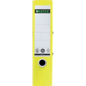 Ordner Leitz Recycle 1018 - A4 320 x 285 mm gelb 80 mm breit 180° Mechanik Recyclingkarton