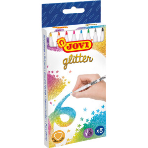 Faserschreiber Jovi Glitter 1608 - farbig sortiert 1 mm Faserspitze Tinte auf Wasserbasis Kunststoffschaft 8er-Set