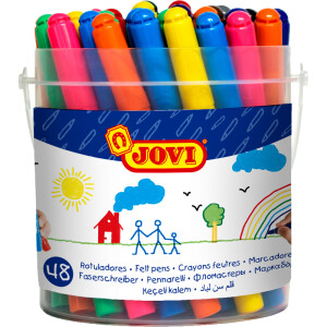 Faserschreiber Jovi Maxi 1748 - farbig sortiert 1,5 - 2 mm Faserspitze Tinte auf Wasserbasis Kunststoffschaft 48er-Set